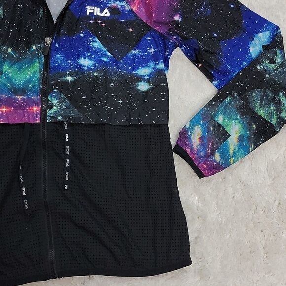 FILA SPORT BLACK GALAXY NEBULA ACTIVE RUNNING WINDBREAKER, SIZE MEDIUM - Picture 6 of 8